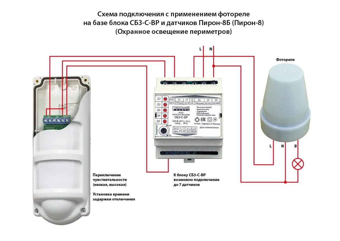 Подключение уличного освещения через фотореле Охранное освещение. Система управления светом на территории