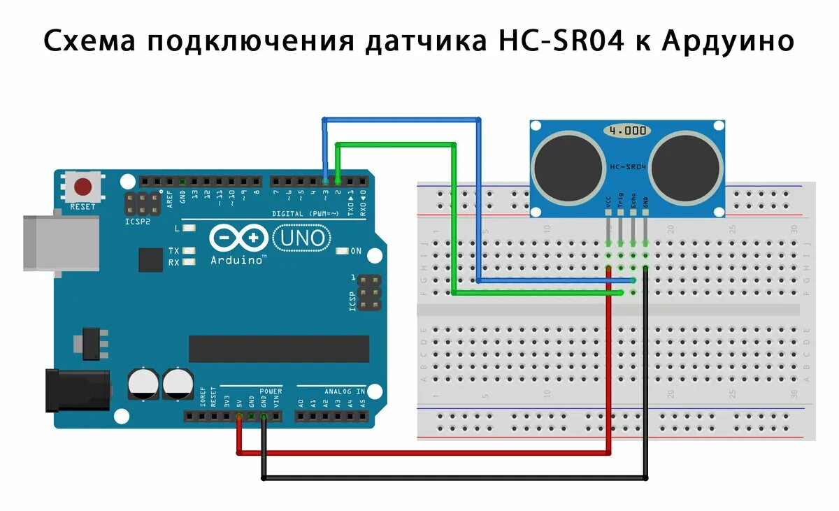 Подключение ультразвукового датчика Схема подключения hc sr04