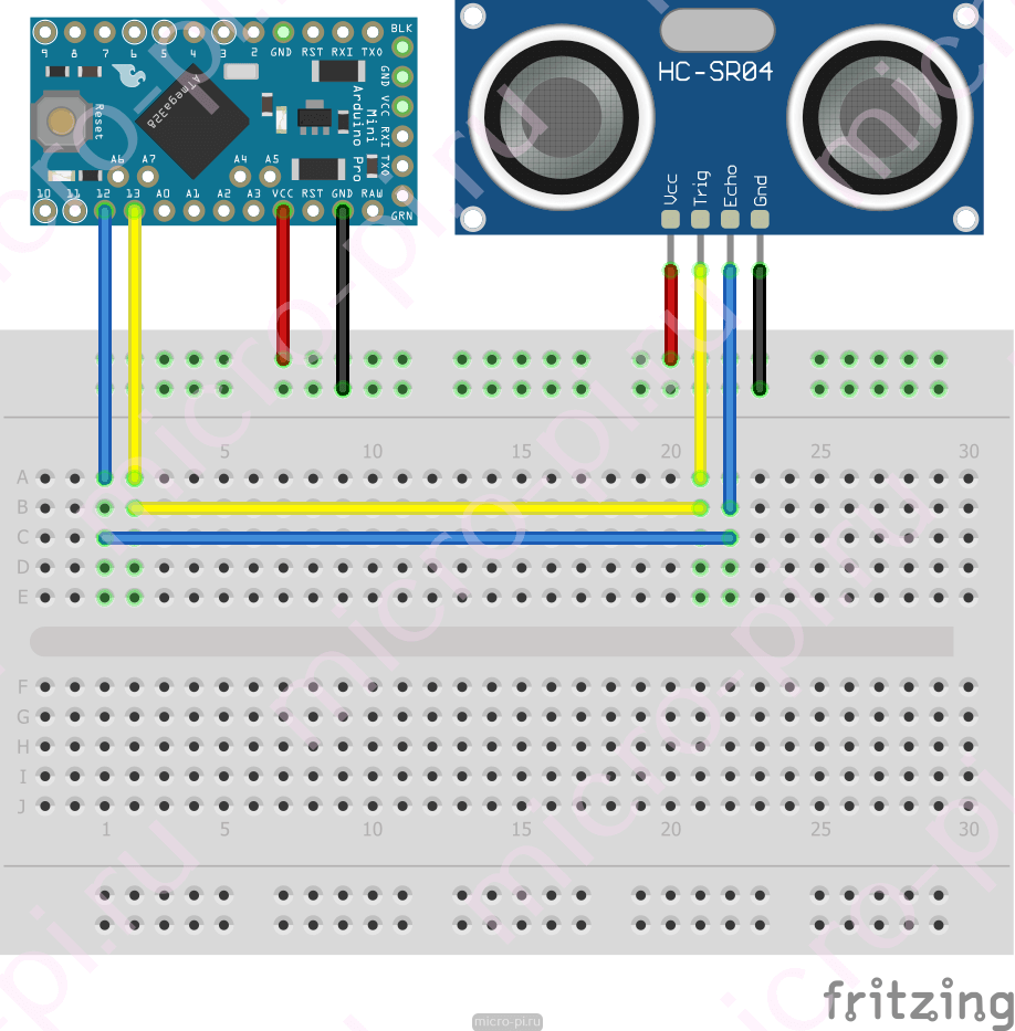 Подключение ультразвукового датчика к ардуино Подключение дальномера HC-SR04 к Arduino - MicroPi