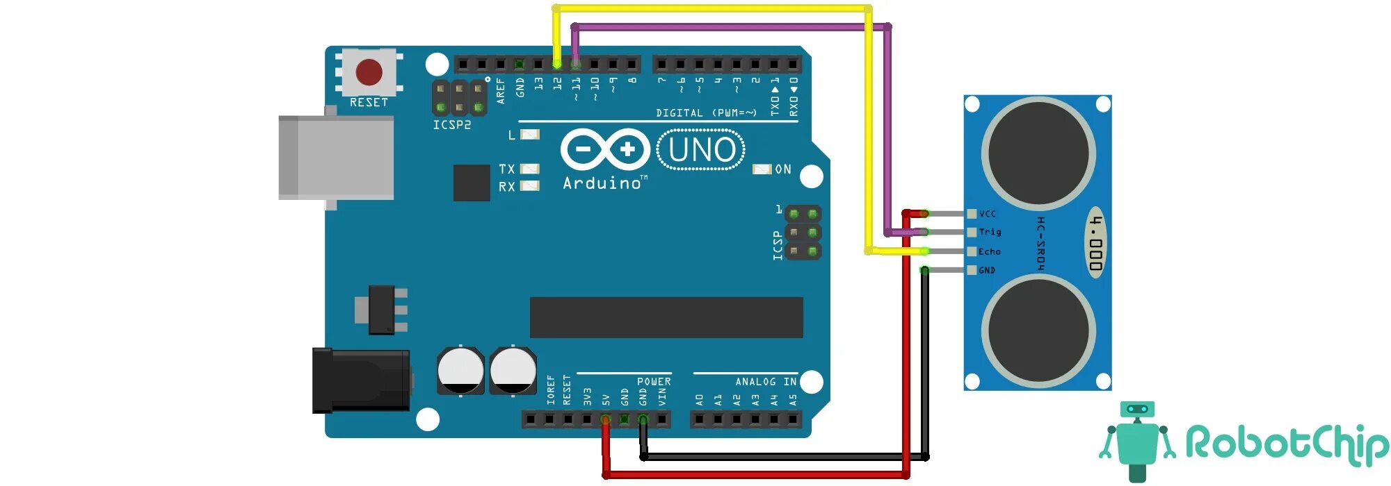 Подключение ультразвукового датчика к ардуино уно Обзор ультразвукового датчика расстояния HC-SR04 - RobotChip