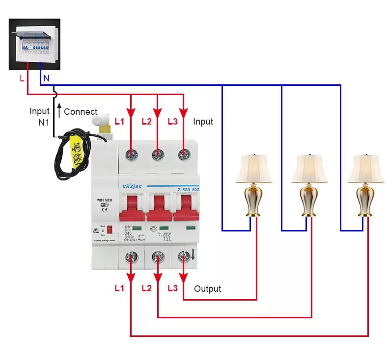 Подключение умного автомата Купить Smart Home Control 3P WiFi Автоматический Выключатель Автоматического Пер