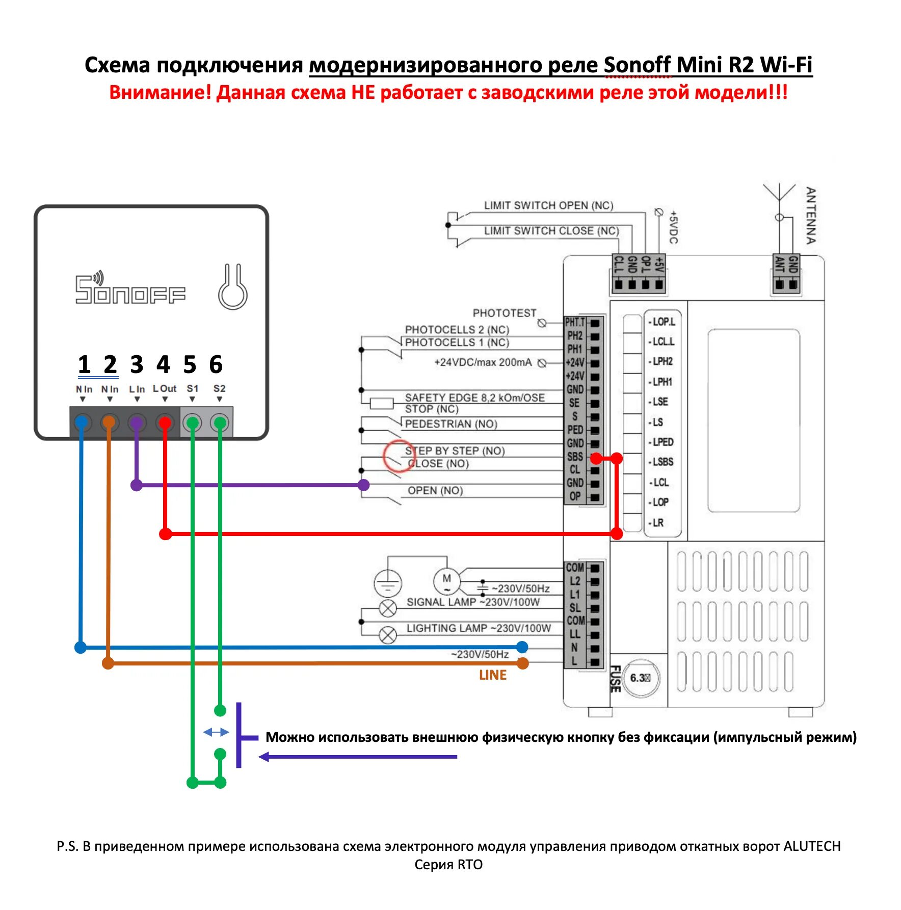 Подключение умного реле к воротам Sonoff Mini R2 Wi-Fi реле с сухим контактом для управления воротами купить в Мин