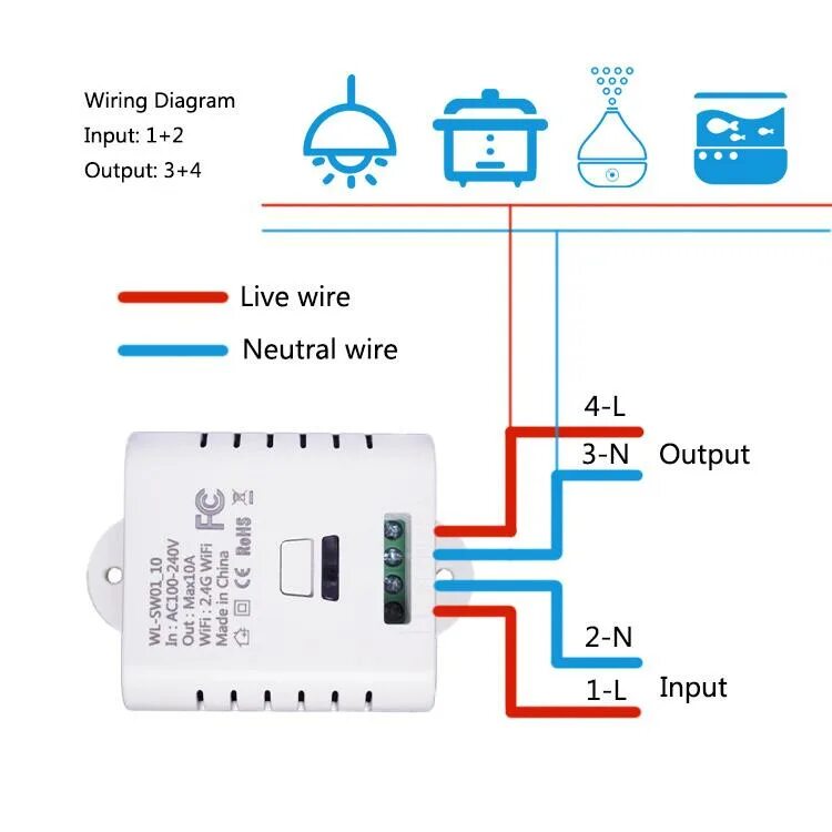 Подключение умного реле smart switch Wifi Smart Switch On-Off Device - WL-SW01_10 - POLZ (China Manufacturer) - Other