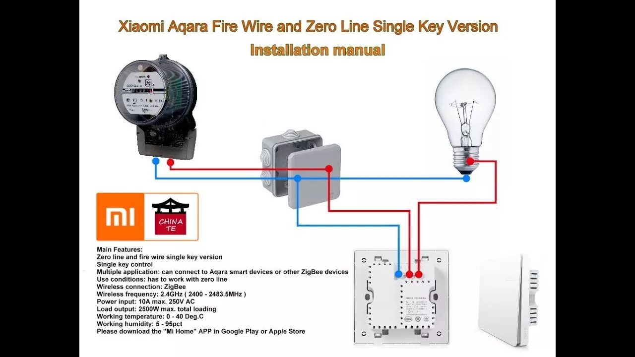 Подключение умного выключателя без нейтрали How to: Xiaomi Aqara Light Control ZERO Line - YouTube