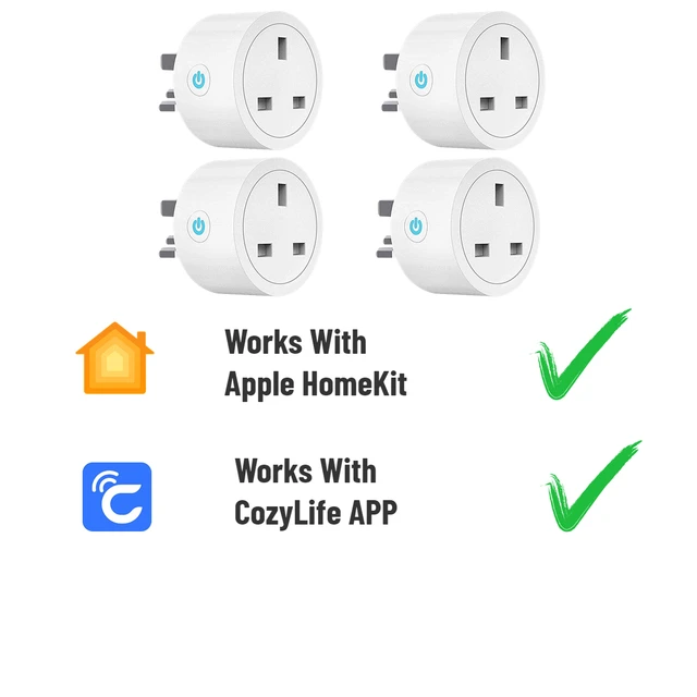 Подключение умной розетки к алисе 4PCS 16A UK Smart Plug работает с Apple HomeKit Siri Alexa Google Home, Wi-Fi ро