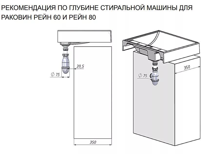 Подключение умывальника над стиральной машиной Купить раковину Акватон Рейн 80 см для стиральных машин в Москве в интернет-мага