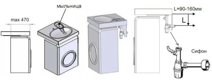 Подключение умывальника над стиральной машиной Раковина Vod-ok Comfort 60 над стиральной машиной в Москве - интернет-магазин k-