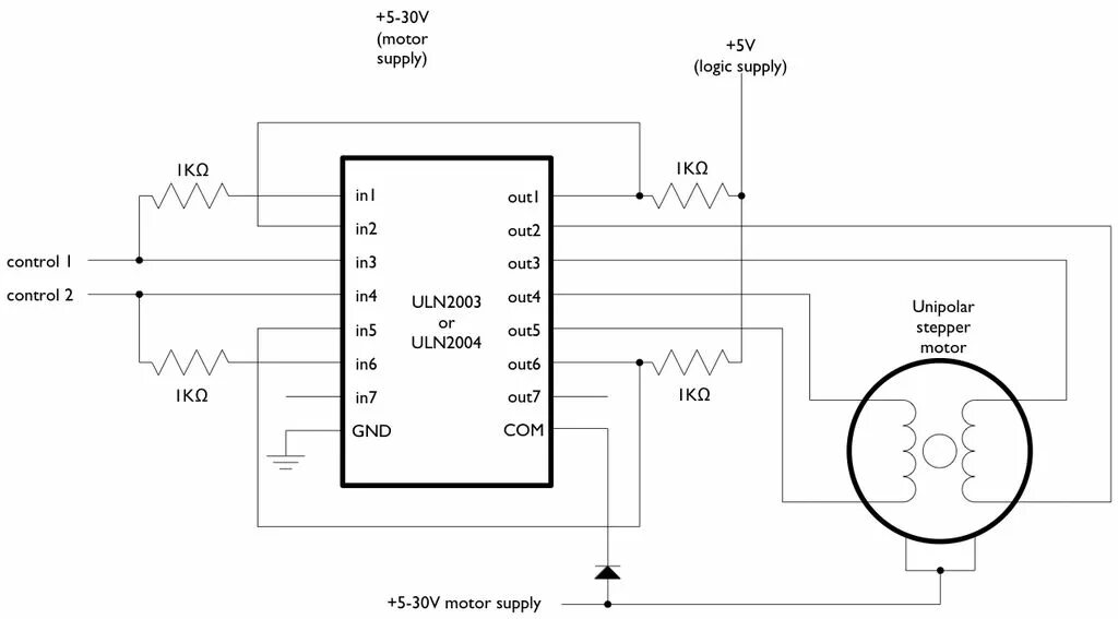 Подключение униполярного двигателя Пример 26. Шаговый двигатель и драйвер ULN2003 База знаний