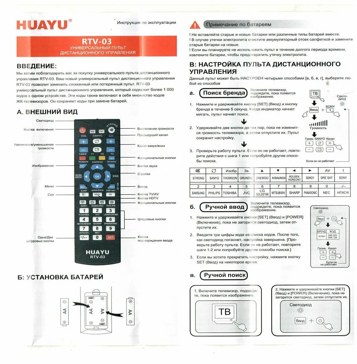 Подключение универсального пульта к телевизору орион Пульт Универсальный HUAYU RTV-03 для различных марок TV+ LED+HD - купить по выго