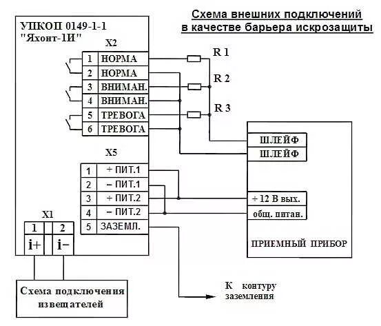 Подключение упкоп 135 1 1 Яхонт-1И-01 - взрывозащищенный охранно-пожарный прибор (барьер искрозащиты), 1 ш