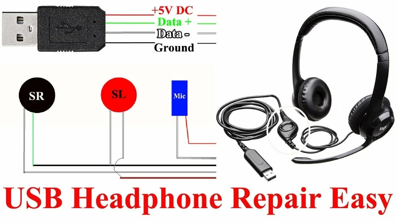 Подключение usb наушников к компьютеру How to Repair USB Headphones USB Headphone Circuit Understand Easy - YouTube