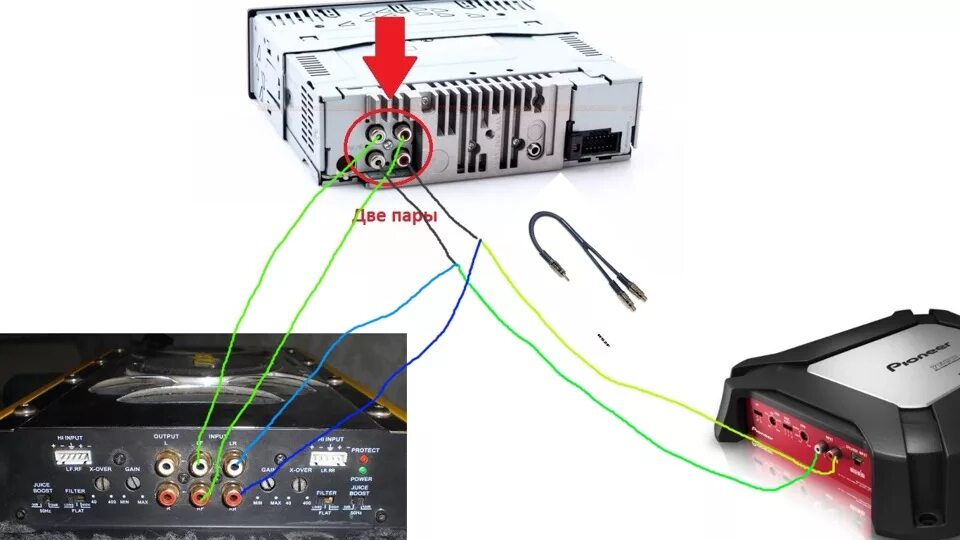 Подключение усилителя без rca подключение двух усилков (4х канальника и моноблока) на магнитолу с 4мя выходами