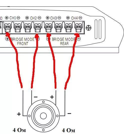 Подключение усилителя в 1 ом помогите ПРАВИЛЬНО сопрягти earthquake magma 12 и power acoustik fl-200/4