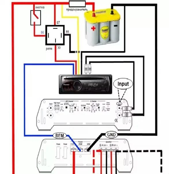 Подключение усилителя звука к магнитоле схемы подключения - Фотография 11 из 43 ВКонтакте