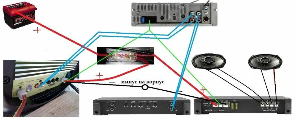 Подключение усилка к магнитоле Как подключить сабвуфер к магнитоле с усилителем в машину схема в 2024 г Усилите
