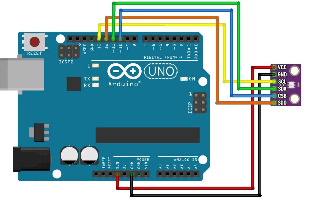 Подключение устройств к arduino Датчик атмосферного давления GY-BMP280-3.3 AmperMarket.kz