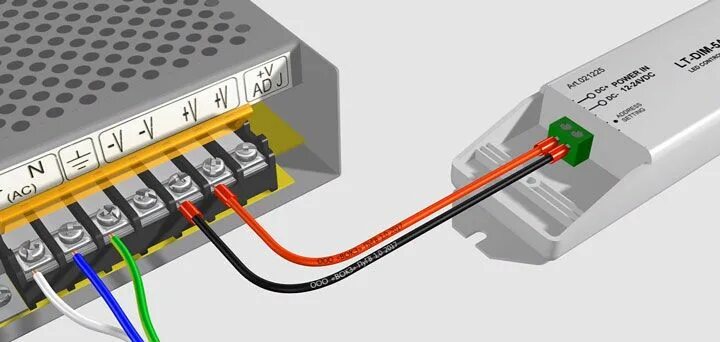 Подключение устройств к блоку питания Как подключить светодиодную ленту - 3 ошибки, схема и правила для лент 12-24 Вол