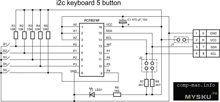 Подключение устройств к шине PCF8574P: подключение кнопок к Arduino по шине I2C или Люк Скайуокер наносит уда