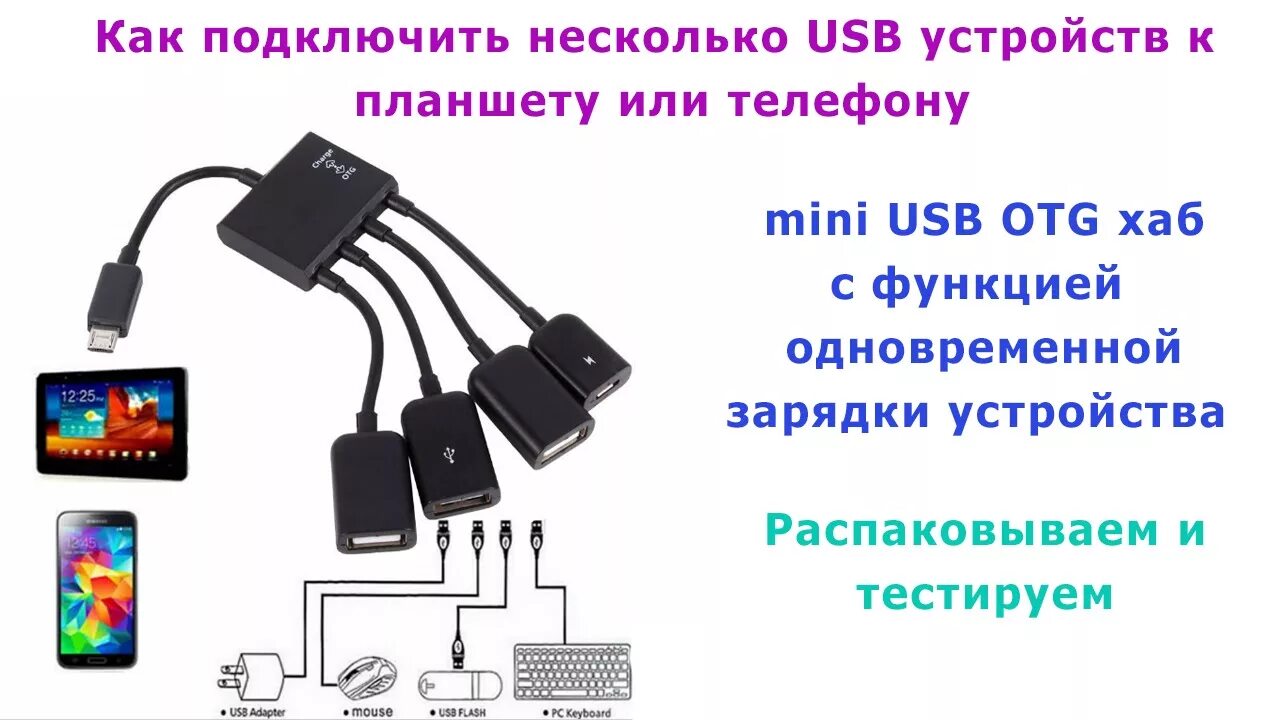 Подключение устройств к смартфону Как подцепить несколько USB устройств к одному планшету или телефону? USB Power 