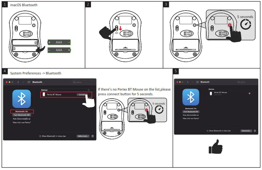 Подключение устройств сопряжения perixx PERIMICE-802 Wireless Mouse User Manual