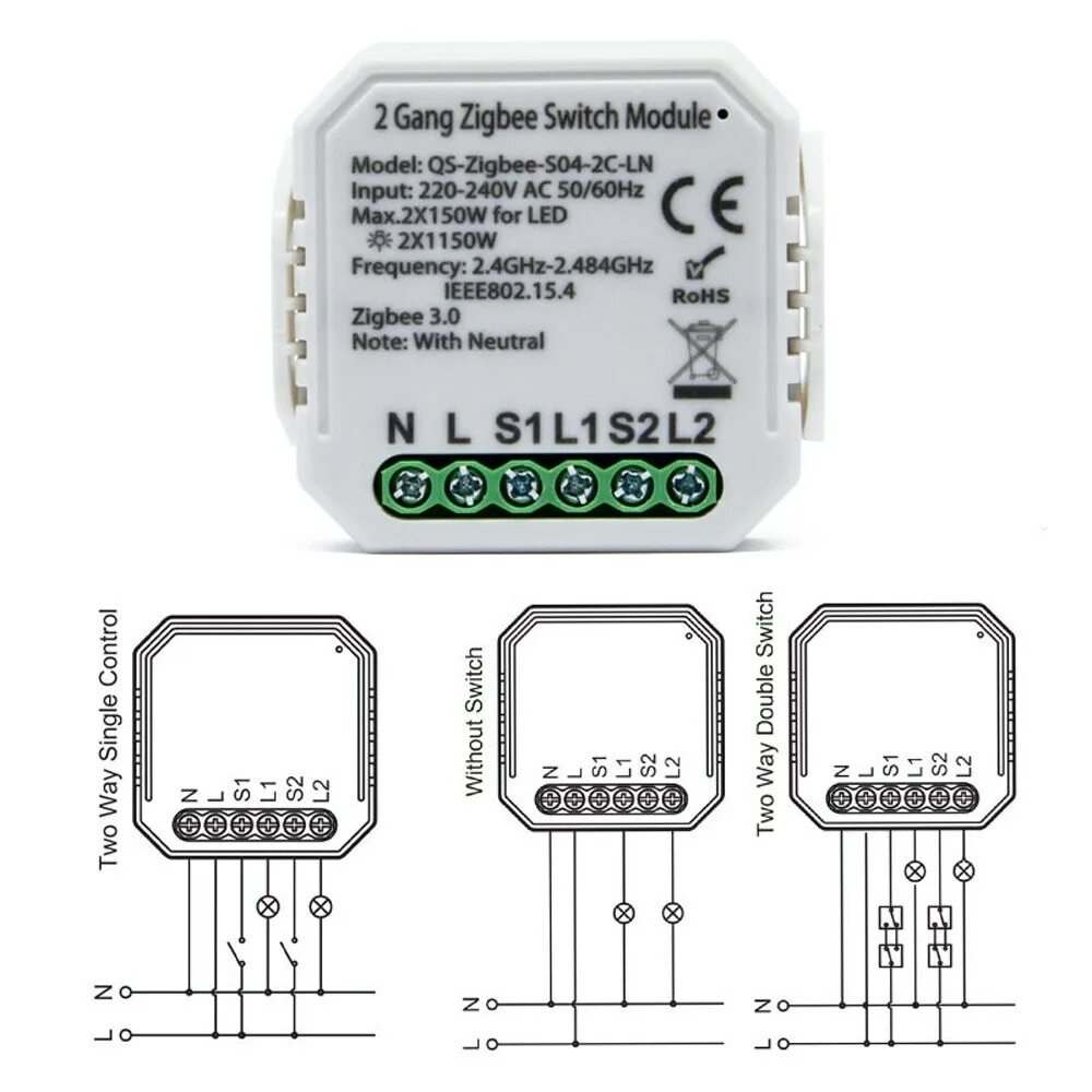 Подключение устройств tuya Tuya ZigBee Switch Module Intelligent Household Converted Module No/With Neutral