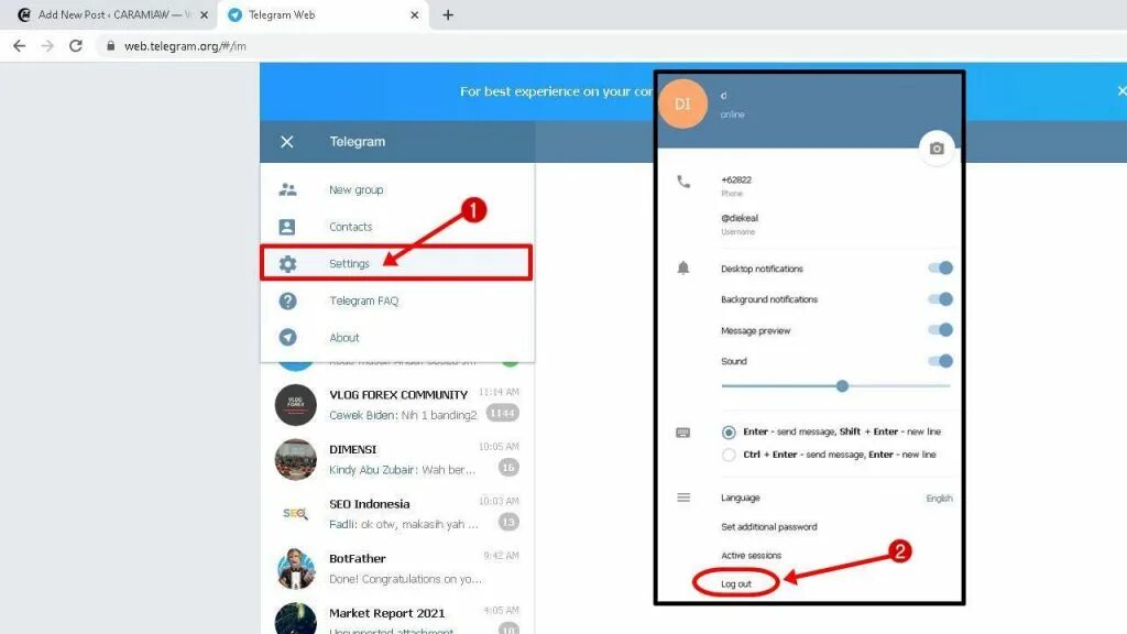 Подключение устройств в телеграмм Cara Logout Telegram Dengan Mudah Dari Berbagai Perangkat Droidinside Copy Paste