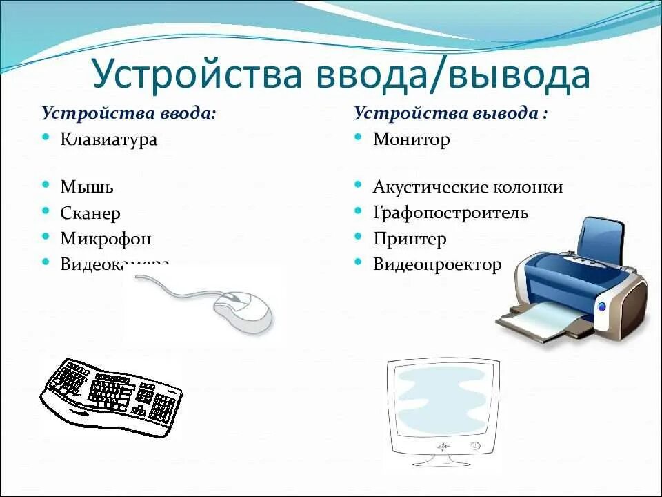 Подключение устройств ввода Классы устройств ввода вывода