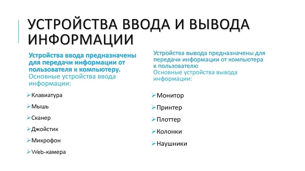 Подключение устройств ввода вывода "Решение задач на тему: "Представление информации