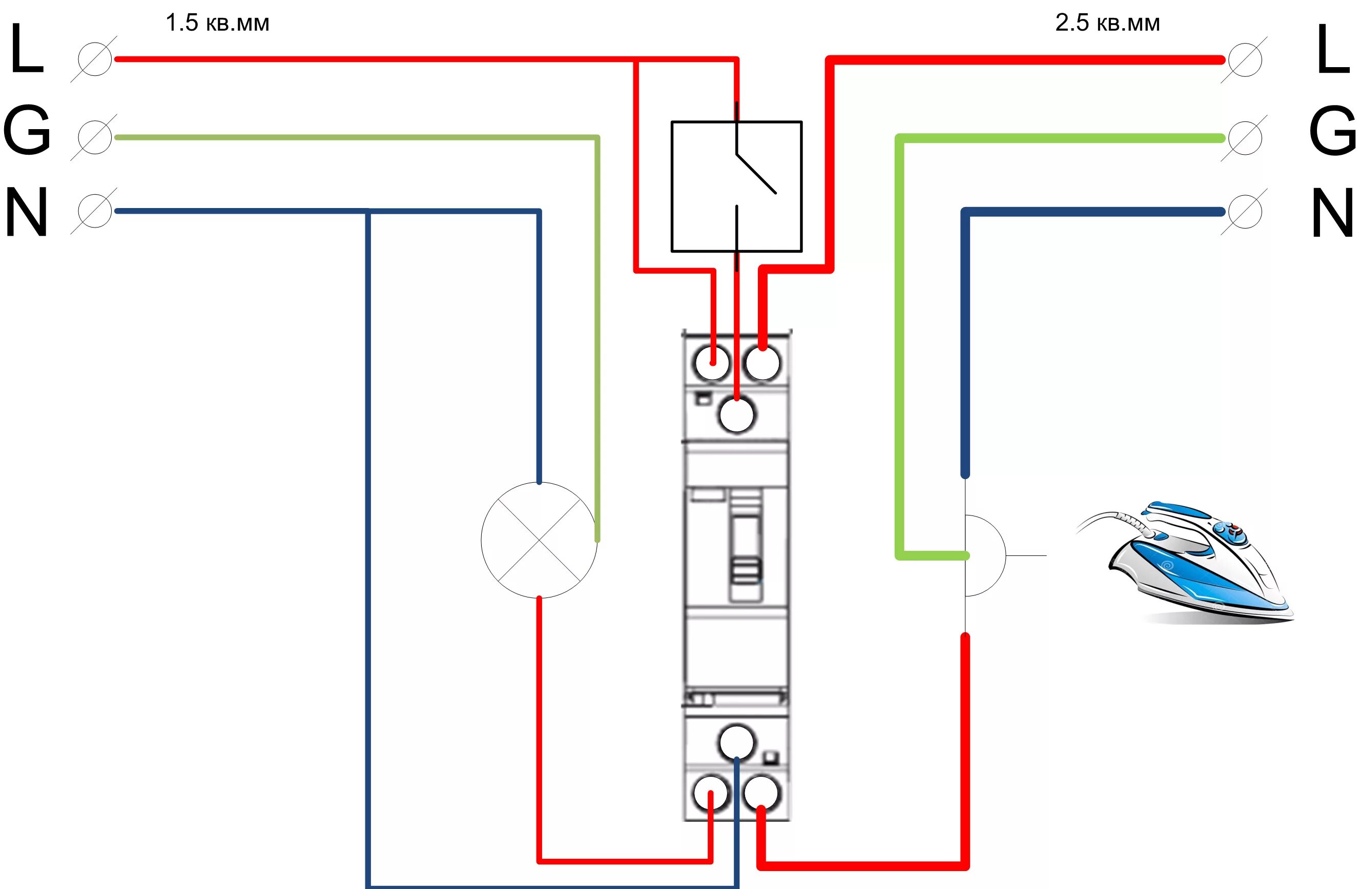 Подключение устройств выключатели Ответы Mail.ru: Подключение освещения и утюга через контактор