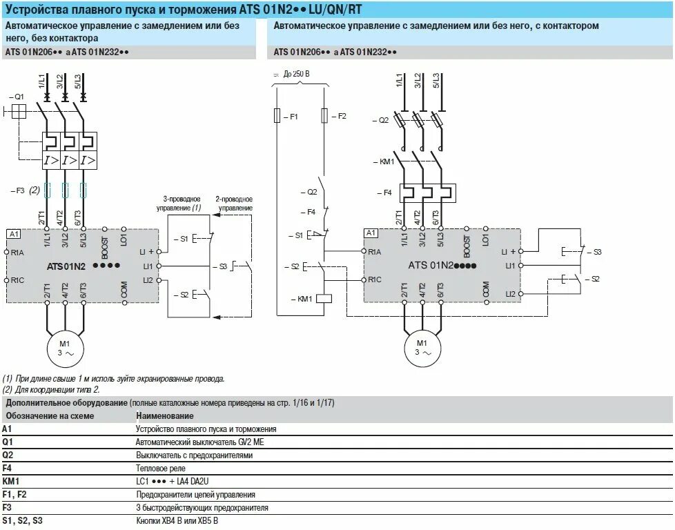 Подключение устройства плавного пуска ATS01N209QN Устройство Плавного Пуска Schneider Electric 4 кВт