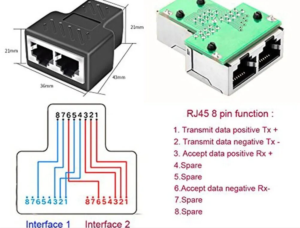 Подключение устройства по ethernet 3 Yollu 8p8c Jack Splitter Rj45 Konektörü Internet - Buy 3 Yollu 8p8c Jack Split