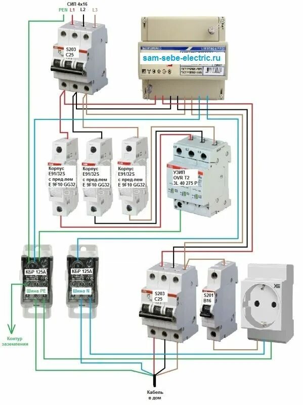 Подключение узип 3 в однофазной сети Как разделить входящий PEN проводник на N и PE Электрика, Электроника, Инженеры