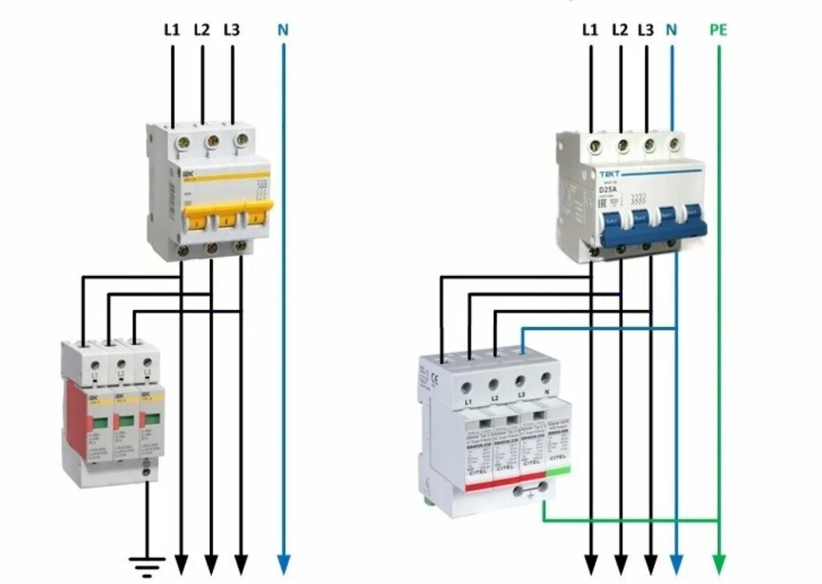 Подключение узип 3 в однофазной сети Устройства защиты от импульсных перенапряжений(УЗИП), их классификация и схемы п