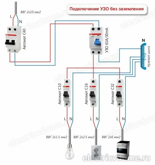 Подключение узо без заземления Как подключить УЗО и автоматы Электропроводка, Распределительный щит, Электротех
