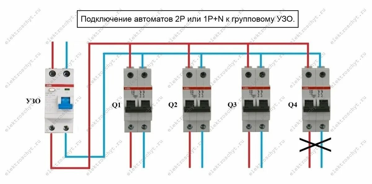 Подключение узо к двухполюсным автоматам Автоматические выключатели. Описание, типы, и их выбор. ЭЛЕКТРОЩИТЫ. БЕСПЛАТНОЕ 