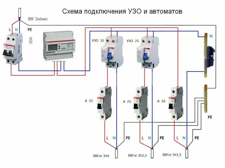 Подключение узо после вводного автомата Подключение электрических автоматов фото - DelaDom.ru