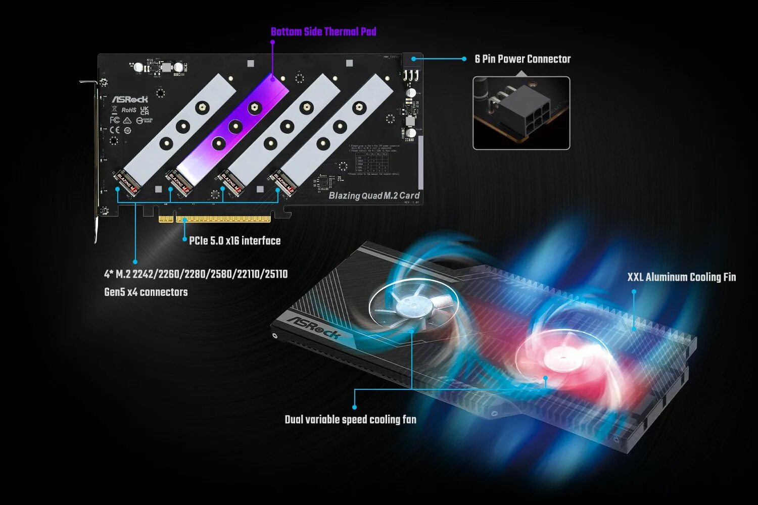 Подключение в 1 слот Подключить четыре SSD с PCIe 5.0 к одному слоту PCIe. ASRock представила плату р