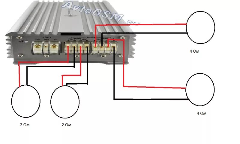 Подключение в 2 ома динамики к усилителю