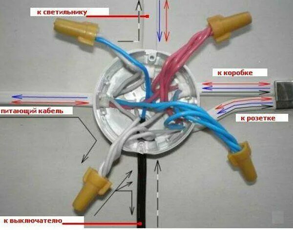 Подключение в электрической коробке Соединение проводов в распределительной коробке. Электропроводка, Электрика, Дер