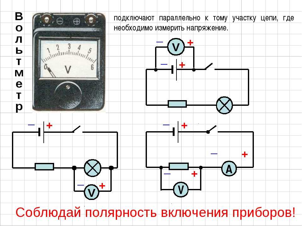 Подключение в электрическую цепь амперметра Почему вольтметр подключен