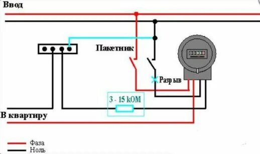 Подключение в обход счетчика электроэнергии Схема обхода электросчетчика