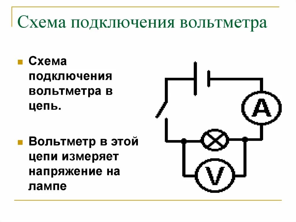 Подключение в цепь электрического напряжения Правильное подключение вольтметра при измерении напряжения