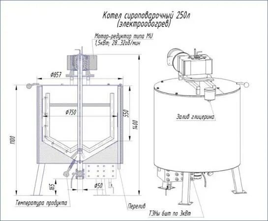 Подключение варочного котла Сироповарочный котёл (колеровочный) электрообогрев купить по цене 320000 ₽ в Ека