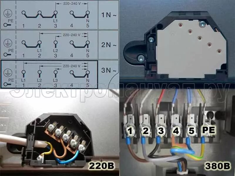 Подключение варочной панели 380 на 3 фазы Подключение варочной панели HeatProf.ru