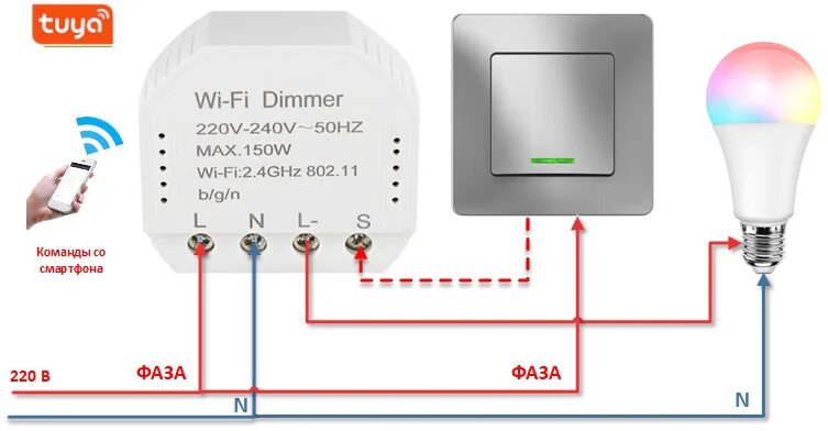 Подключение вай фай лампочки Реле освещения с диммером Ps-Link MS105B / WIFI / 2 канала - купить в СПб и Моск