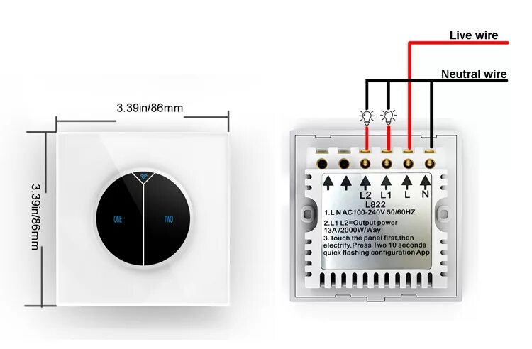 Подключение вай фай выключателя без 0 אמזון הד Alexa בקרת קול Wifi אור Led חכם מתג קיר 2 כנופיה - Buy Wifi Smart Led א