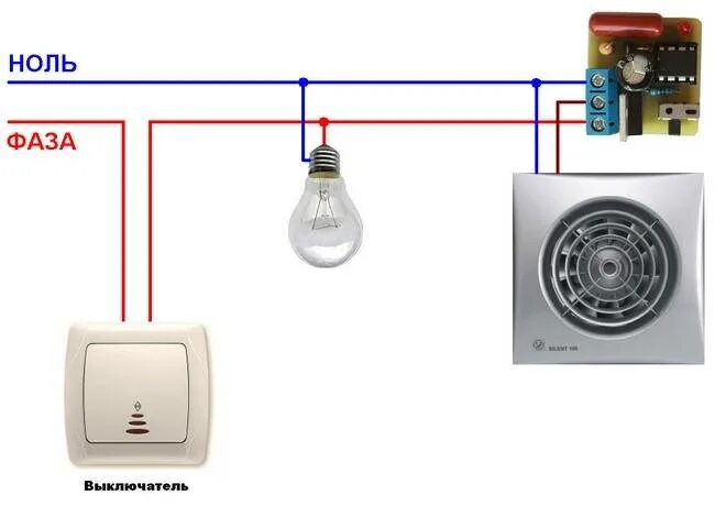 Подключение вентилятора через лампочку 3 схемы подключения вентилятора в ванной - ошибки и правила установки выключател
