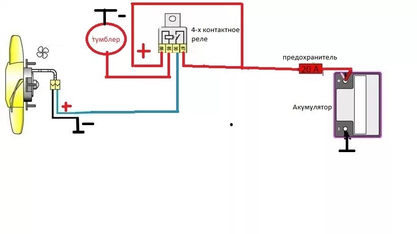 Подключение вентилятора через реле Принудительное включение охлаждения - Lada 21083, 1,5 л, 1993 года электроника D