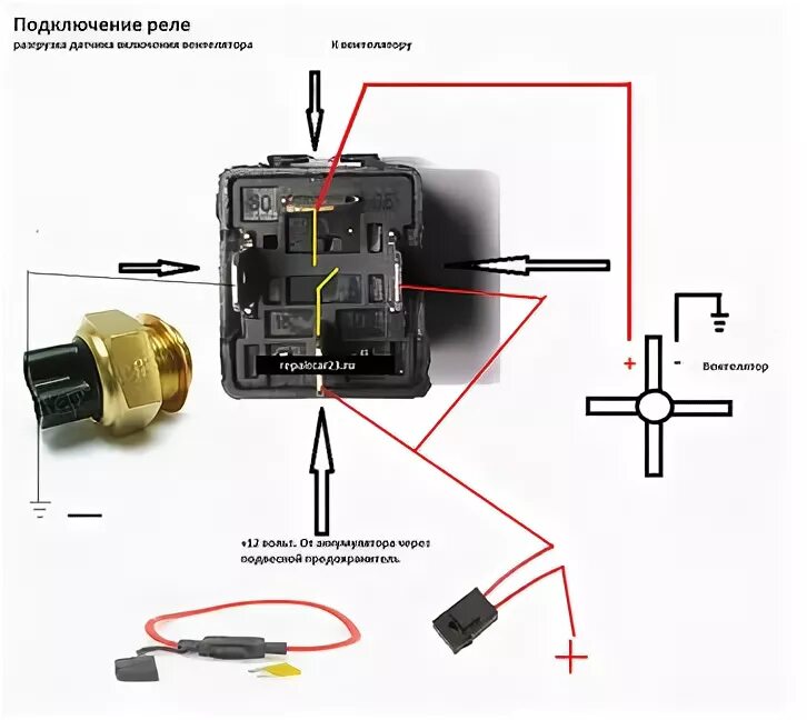 Подключение вентилятора через реле 4 контактное Реле