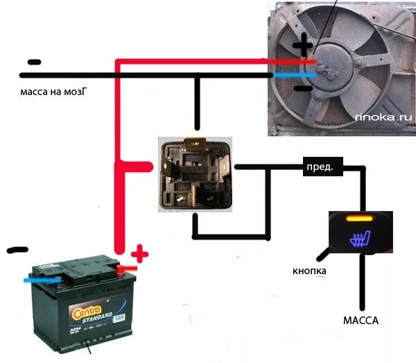 Подключение вентилятора через реле и кнопку Принудительное включение вентиля - Lada 21099, 1,5 л, 1999 года просто так DRIVE